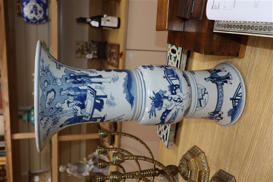 A large Chinese blue and white beaker vase height 49cm